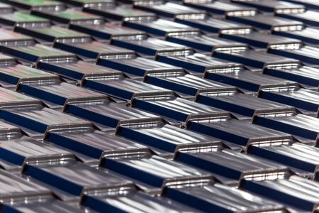 Metal roof in the house as an abstract background.の写真素材