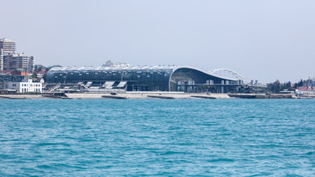 Sochi, Russia - June 4, 2019: Adler railway station on the Black Sea coast .のeditorial素材