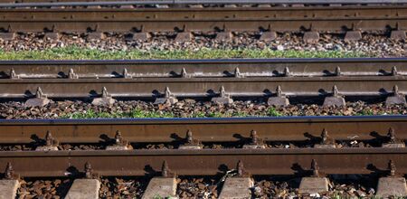 Rusty metal railway as background .