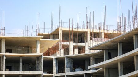 Under construction multi-storey residential building. Floors in the house