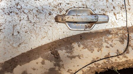 Dirt on a car body as an abstract background.の写真素材