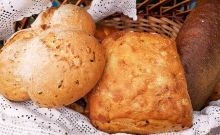 Bread in a basket in the market.