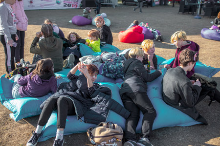 Lipetsk, Russia - September 21, 2019: Gastronomic festival. People walk and relax in the park.