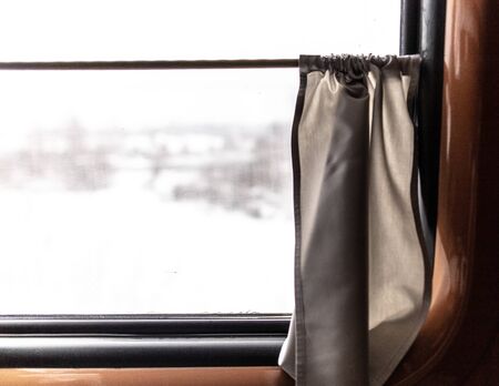 Window in the train in the compartment .の写真素材