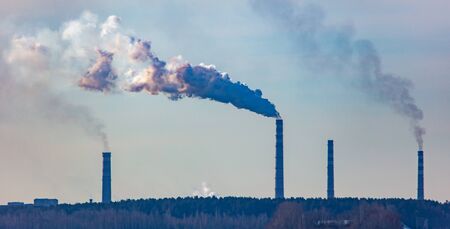 Smoke from the pipes of a metallurgical plant.の写真素材