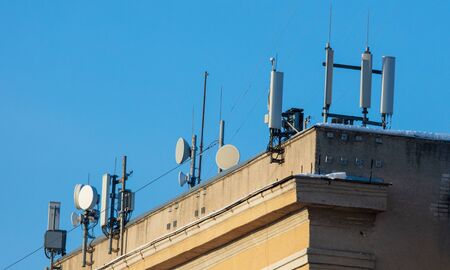 Antennas on the roof of the house.の写真素材