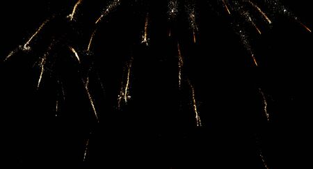 Fireworks sparkles in the night sky as background .