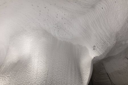 White walls of ice and snow in a cave.