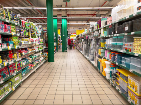 Lipetsk, Russia - November 28, 2019: Goods on the counter in the market.のeditorial素材