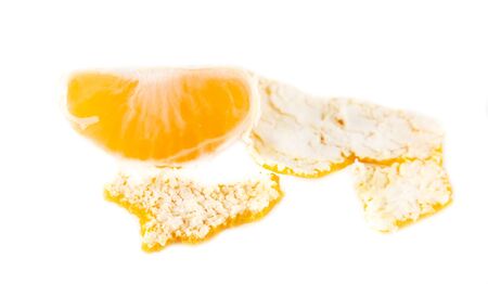 Peeled mandarin isolated on a white background.の写真素材