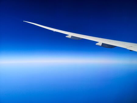 Airplane wing over the Black Sea.