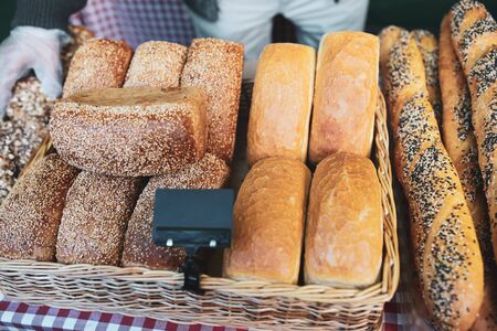 Fresh wheat bread in the market.