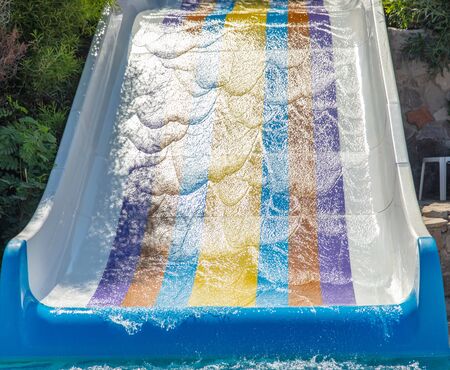 Slides in the pool of the water park. Resort