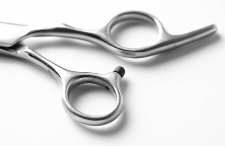 Thinning shears for haircuts isolated on a white background.の写真素材