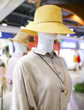 Sanya, Hainan Island, China - January 12, 2020: Mannequin with clothes on a shop window.のeditorial素材