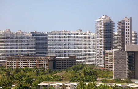 Sanya, Hainan Island, China - January 10, 2020: Beautiful buildings in the city of Sanya.