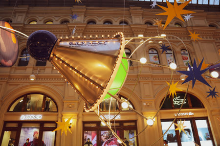 Moscow, Russia - January 16, 2020: Space satellite in the shopping center Gum.のeditorial素材