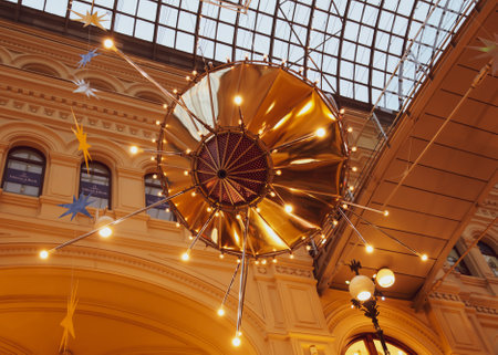 Moscow, Russia - January 16, 2020: Space satellite in the shopping center Gum.のeditorial素材