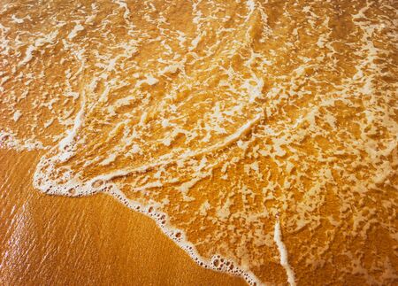 Golden sand and water on the seashore as a background.