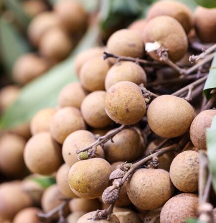 Longan fruit on the window in the market. Food in the tropics