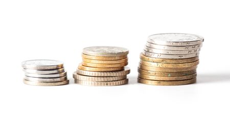 Coins isolated on a white background. Business analytics