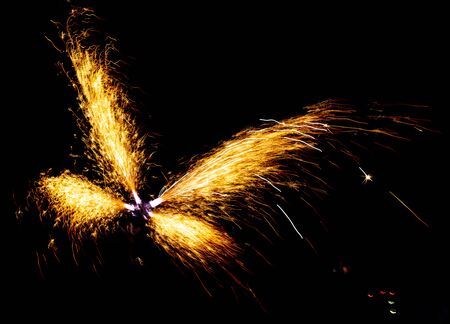 Light from the fireworks at night as an abstract background. Texture