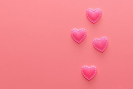 Pink hearts on a pink background. Love cardの写真素材