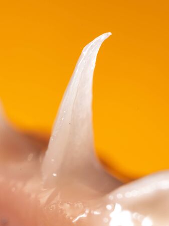 Trout fish teeth on a yellow background. Macroの写真素材