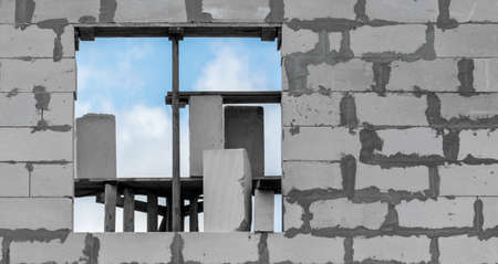 Window in the brick walls. Home constructionの写真素材