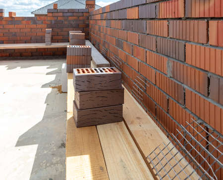 Bricks at a house construction site.