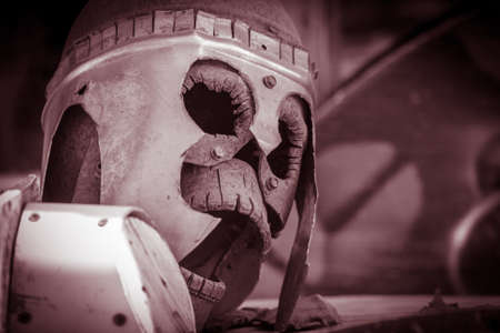 Human skull made of rusty metal.の写真素材