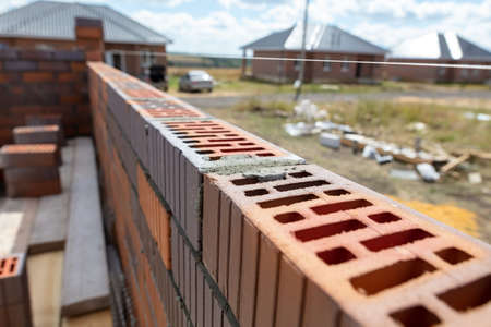 Bricks at a house construction site.