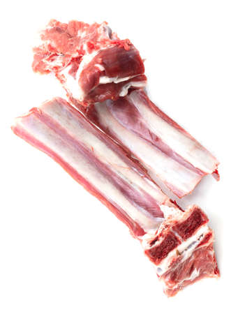 Lamb ribs with meat isolated on a white background. Close-upの写真素材