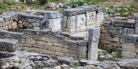Stone ruins from old walls as an abstract background. Textureの写真素材