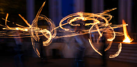 Flame of fire in motion at night. Abstract background