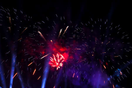 Fireworks at night as background. Festive texture