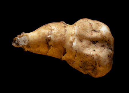 Ginger root isolated on black background.