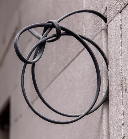 Wire in the wall preparation before plastering. Home renovation