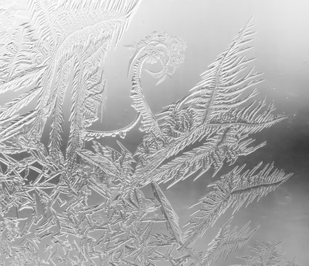 Patterns from frost on glass as a background. Close-upの写真素材