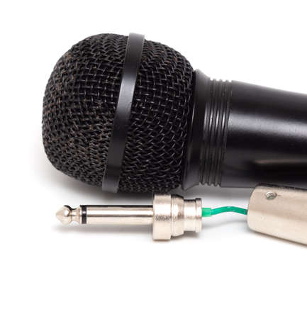 Broken jack from microphone jack on a white background. Close-up