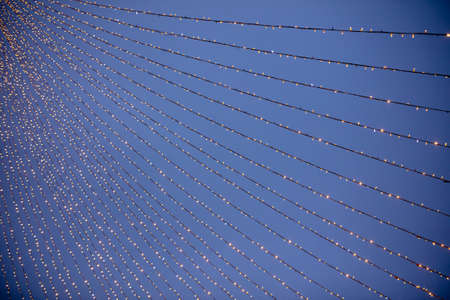 Light from the led garland at night. Abstract background
