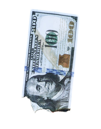 One Hundred Dollars are burning on a white background.