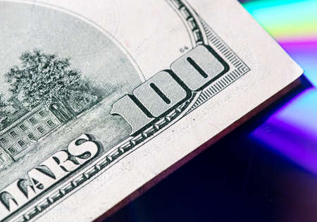 Close-up of one hundred dollar bill. Macroの写真素材