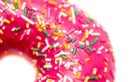 Red donut on a white background. Close-upの写真素材