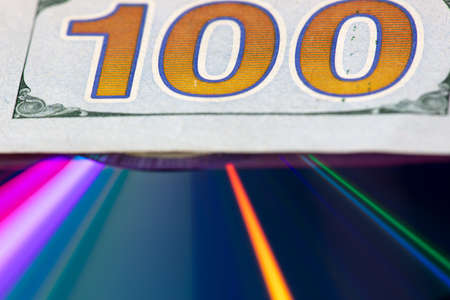 Close-up of one hundred dollar bill. Macroの写真素材