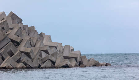 Concrete blocks on the seashore as a background.の写真素材