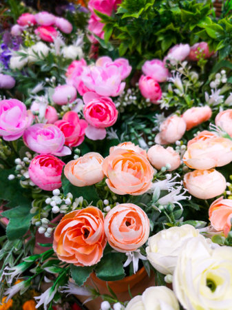 Artificial flowers as a background.