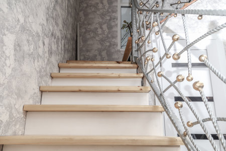 Wooden staircase in the house as backgroundの写真素材