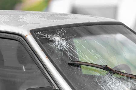 Broken windshield on a car. Accident