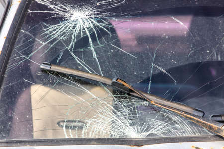 Broken windshield on a car. Accident